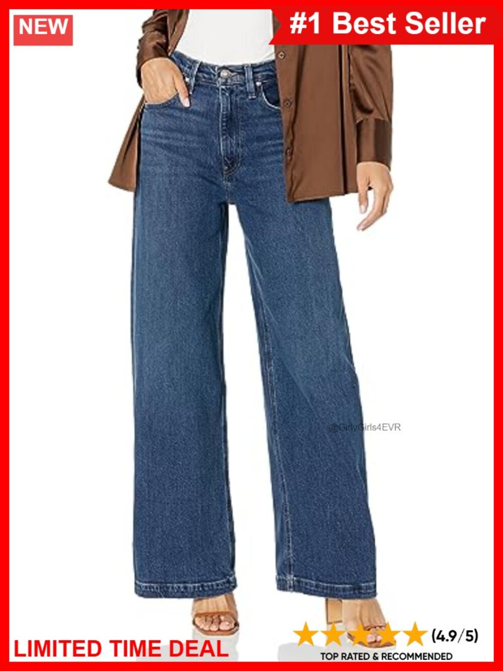 High Rise Wide Leg Jeans Stretch Recovery Soft Vintage Wash